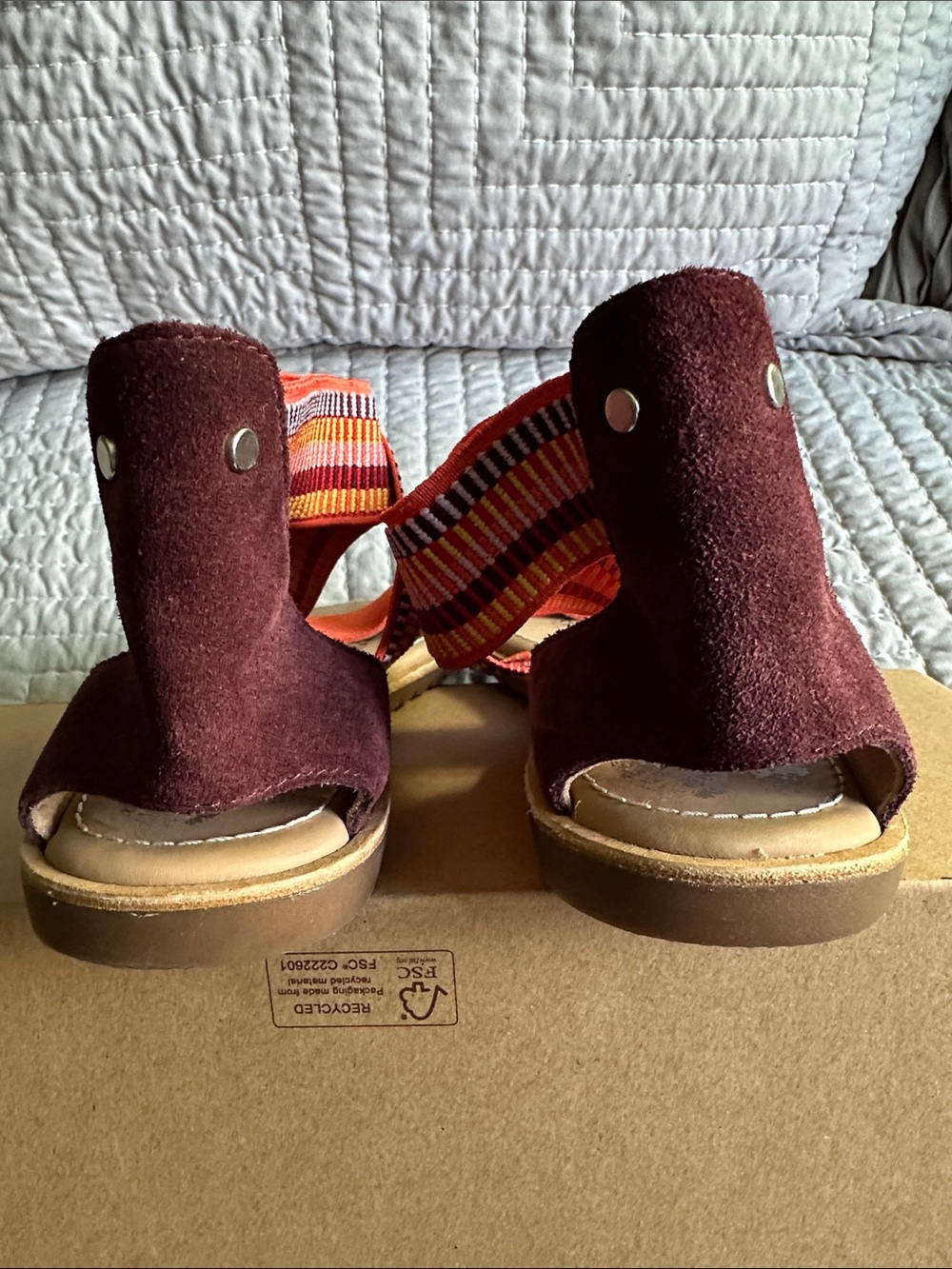 Sorel Orange Sandals with Multicolor Elastic Ankle Wrap W9 - Picture 3 of 5